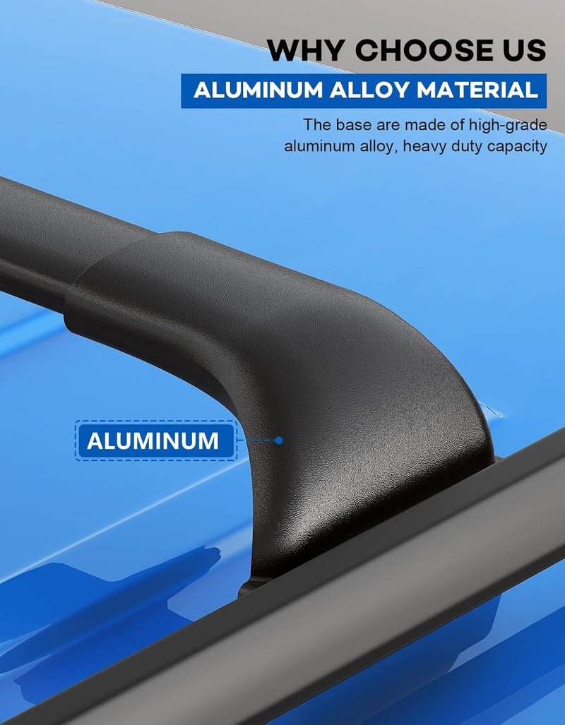 wonderdriver 220lbs Roof Rack Cross Bars Compatible with Chevy Chevrolet Equinox 2018-2024 & GMC Terrain 2018-2024, Heavy Duty All-Metal Aluminum Roof Rails Crossbars Cargo Canoe Black Luggage - Image 4